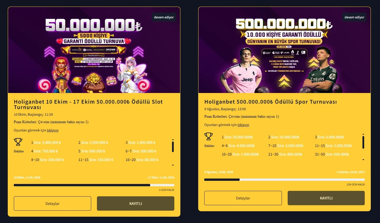 Ýaryş teklipleriniň arasyndaky Drops & Wins banneri