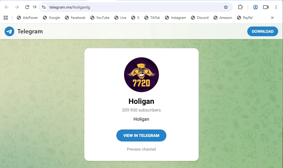 Օպերատորի տարրը՝ Telegram holigantg անցմամբ