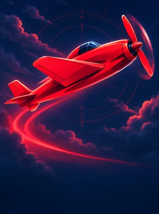 Aviator — կարմիր պտուտակավոր ինքնաթիռ թռիչքի ընթացքում