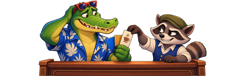 Le Bandit ýenoty haýran galan Gator Hunters 2 krokodiliniň kart toplumyndan kofe käsesi bolan karty çykarýar.